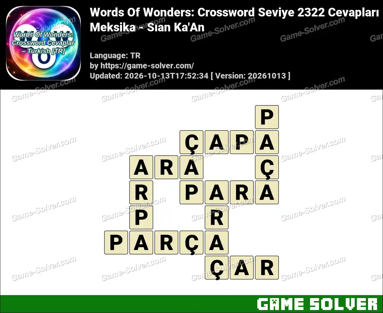Words Of Wonders: Crossword Seviye 2322 Cevapları – Meksika – Sıan Ka’An